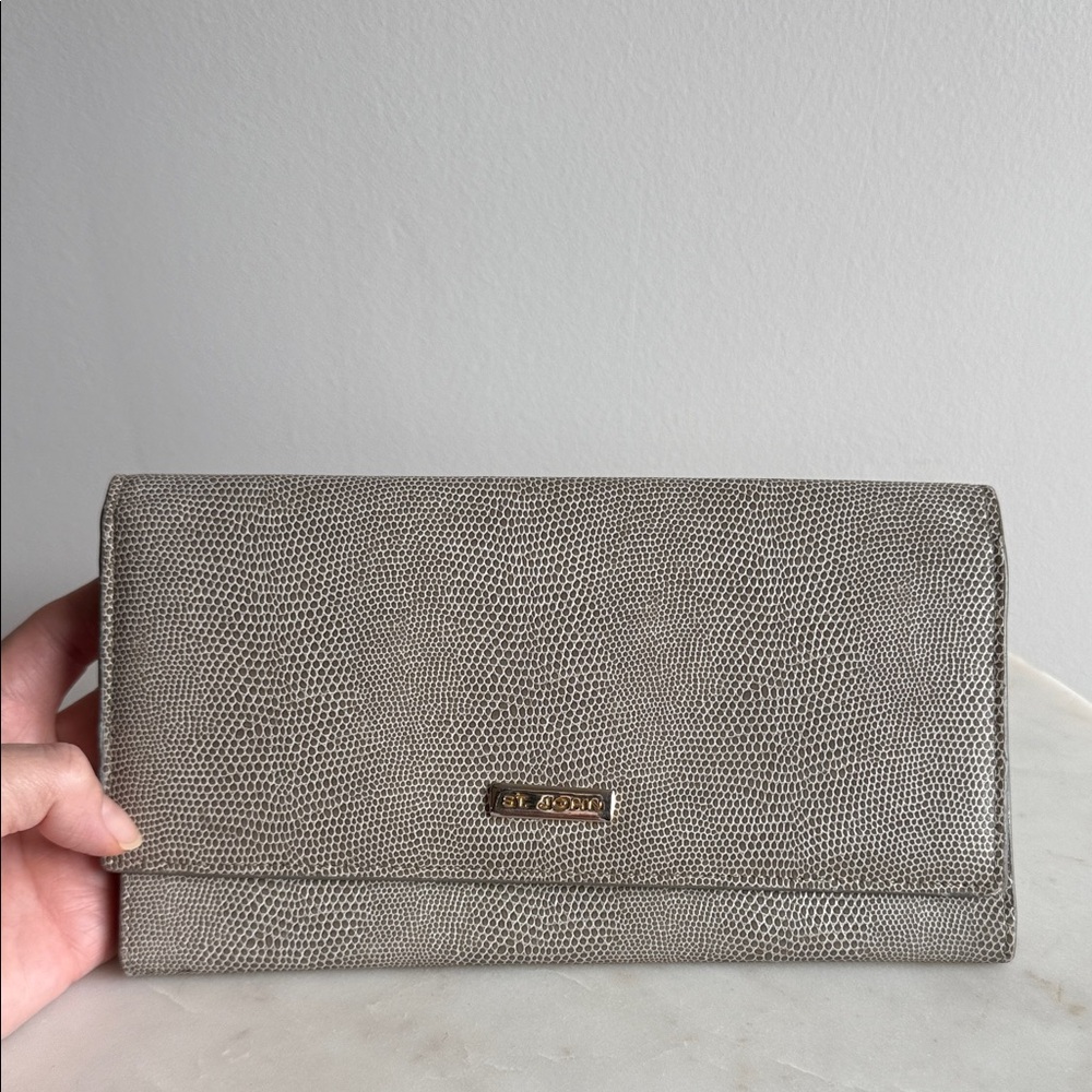 Vintage ST. JOHN Taupe Gray Lizard Clutch